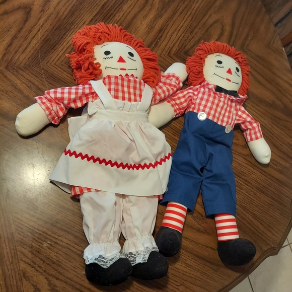 Large Vintage 18” Handmade Stitched 2 Raggedy Ann and Andy Dolls - Picture 4 of 9